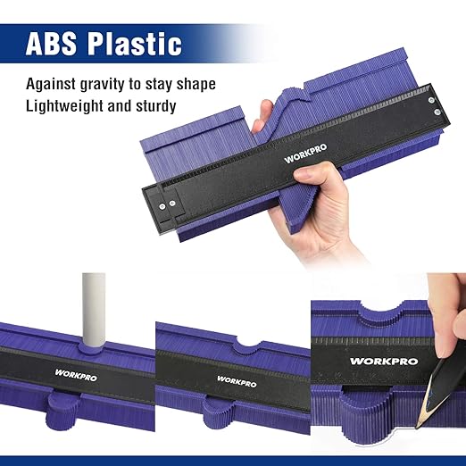 WORKPRO 10" and 6-Sided Angle Measuring Tool Combo Kit, Plastic Shape Contour Gauge Duplicator, Aluminum Alloy Multi Angle Measuring Ruler