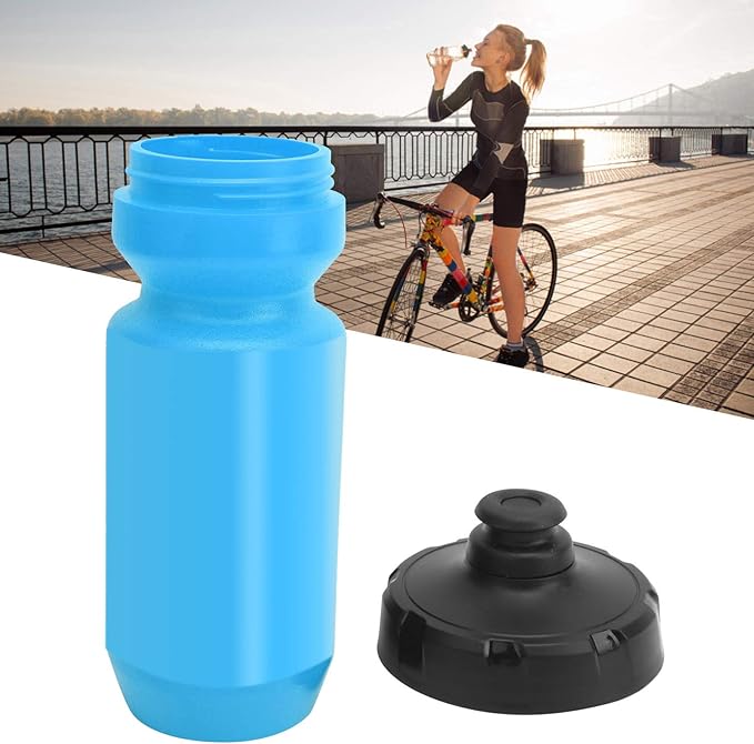 Bicycle Water Bottle, Self‑Sealing Leakage‑Proof Jet Valve Easy to Open and Close Broken‑Resistant Bike Kettle for Outdoor for Travel(Blue)