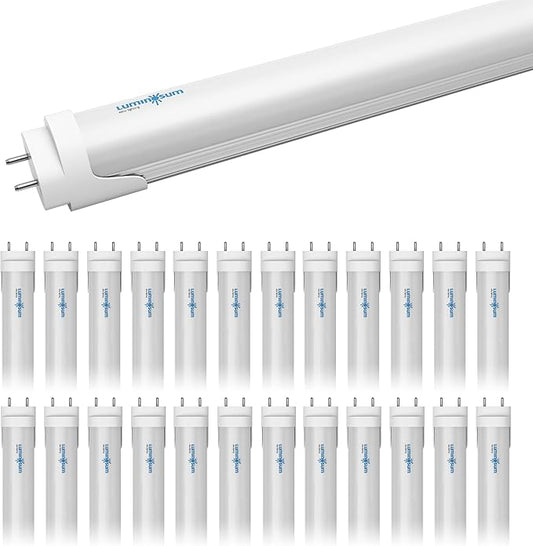 T8 LED Tube Light Bulbs 4 Foot 20W 40W Equivalent, 6000K Cool White 2000LM, T8 T10 T12 Fluorescent Replacement, Dual-end Powered Ballast Bypass, Frosted Cover ETL Listed for Garage 25-Pack