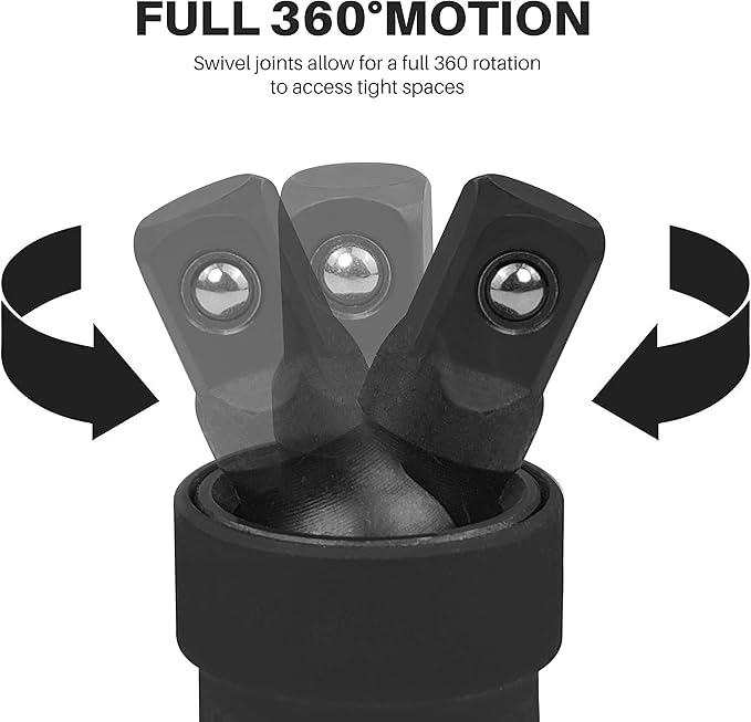 SEKETMAN 3/8-Inch Drive Impact Socket Set,49 Pieces,SAE/Metric,Deep/Shallow,(5/16"-3/4",8mm-22mm),6 Point,CR-V Steel,Includes Extension Bar,Adapter and Universal Joint