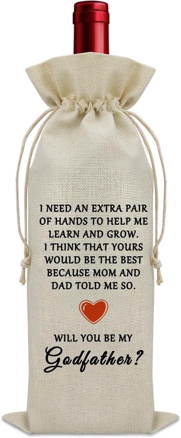 Godfather Proposal Gift Wine Bag Will You Be My Godfather Gift Ideas Godfather Baptism Gift Wine Bottle Decoration Bag Godfather Gifts from Godchild Christening Gift from Godfather