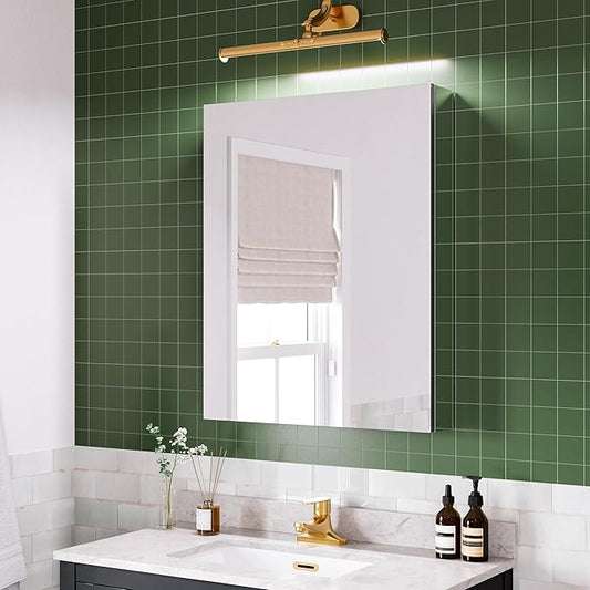 24''×30'' Bathroom Storage Cabinet with Mirror Door, Medicine Cabinet for Bathroom, Recessed/Surface Mount, Blum Hinge Soft Close Door, Right Swing