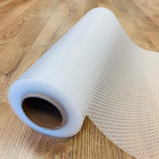 EVALAND 12 INCHES x 33 FEET (394 Inches) Non-Slip Shelf Liner, EVA Kitchen Liner, Non-Adhesive Liner, Original Smooth Shelf Liner, Durable Strong Grip Liner, Stain-Proof Shelf, Drawer, Cabinet Liner