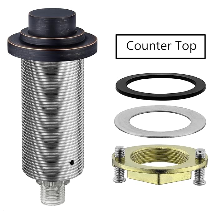 SinkTop Air Switch Kit (Long Full Brass Button) for Garbage Disposal, Cordless Oil Rubbed Bronze