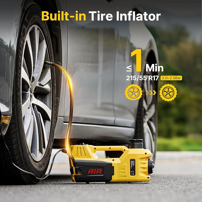 Electric Car Jack Kit, 5 Ton/11023 lbs 12V Hydraulic Car Jack Lift with Electric Impact Wrench and Tire Inflator Pump, Portable Auto Kit for SUV MPV Sedan Truck Change Tires Garage Repair