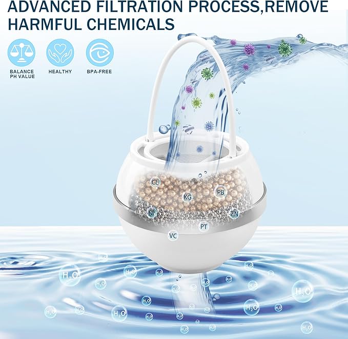 Bath Ball Filter，Bathtub Water Filter For Tub Faucet, Removes Contaminants For Softer, Smoother Skin, BPA Free