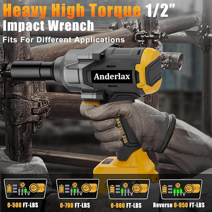 1200N.m Cordless Impact Wrench 1/2 inch for Dewalt Battery, 900FT-LBS Impact Drill with LED Work Light, 2400RPM High Torque Impact Driver (Tool Only)
