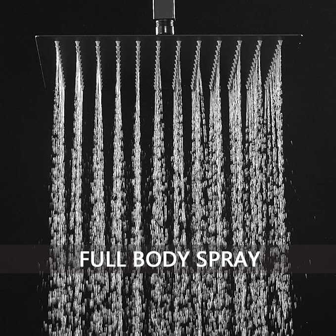 Matte Black Shower System Bathroom 16 Inch Rain Shower Head Ceiling Mount with Handheld Luxury High Pressure Shower Combo Set Shower Faucet Rough-in Valve Body and Trim Included