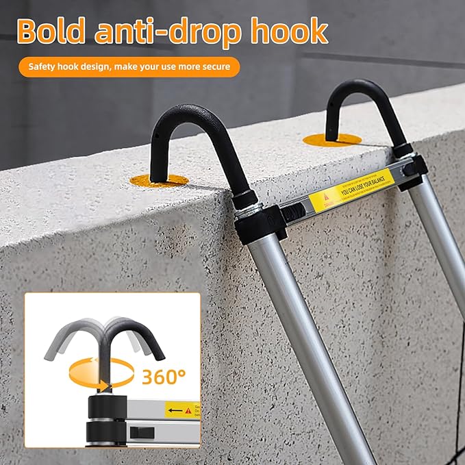 6.6ft Telescoping Ladder, Lightweight Collapsible Ladder with Hook, Aluminum Extension Ladders for Home, Folding Telescoping Ladder for RV, Attic, Daily Use at Home, 330 lbs…