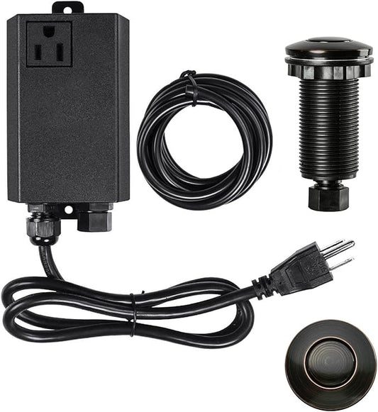 Garbage Disposal Air Switch Kit Sink Top Waste Disposal Long Stainless Steel Oil Rubbed Bronze On/Off Air Button Food and Waste Disposals Part by Etoolcity