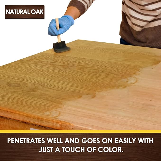 DWIL Water Based Wood Stain - Multiple Finishes, Fast Drying, Indoor and Outdoor Furniture, Wood Paneling, Cabinets and More, Low Odor ＆ Non-Toxic (8.5oz Natural Oak)