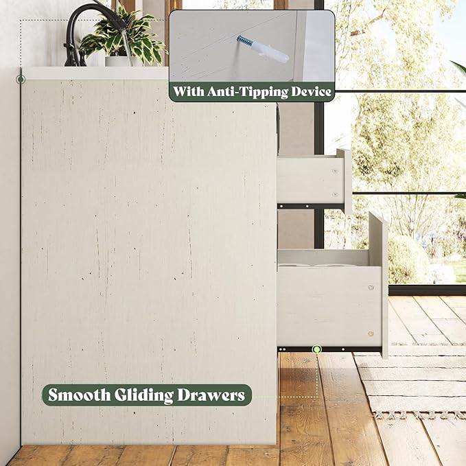 60" Farmhouse Sliding Barn Door Double Vanity with Sink Combo, Freestanding Bathroom Vanity Cabinet with Drawers & Metal Handles, Distressed White