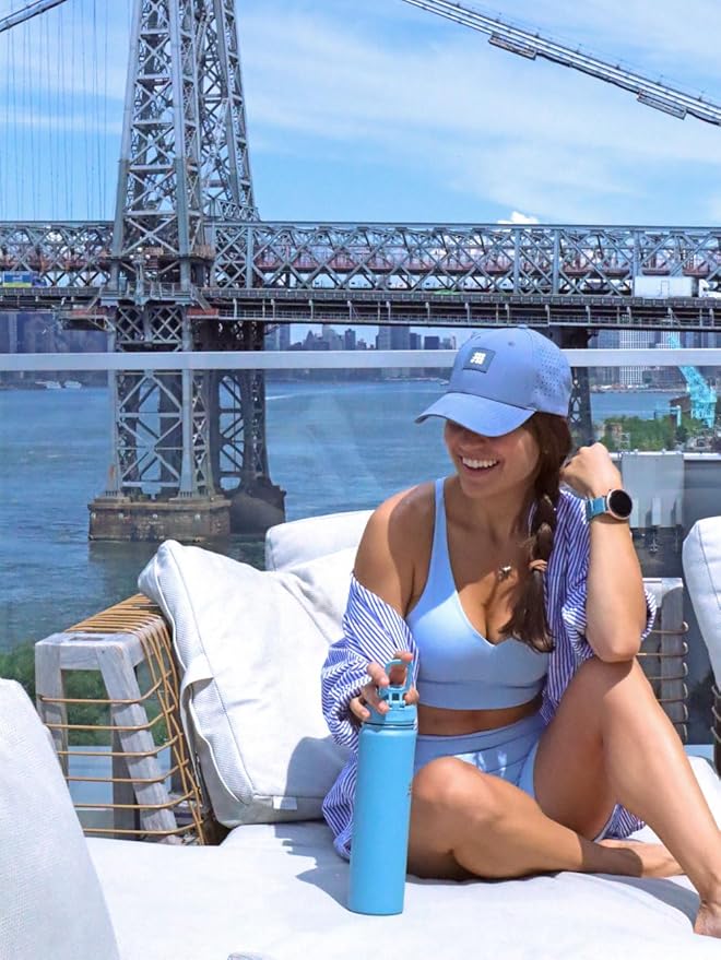 Cubitt Insulated Sports Hydro Water Bottle 24 oz, 2 Lids (Coffee Lid and Wide Mouth Twist Sports Lid), Stainless Steel, Double Walled. Cold for up to 24 hours, Hot for up to 12 hours. (Blue 24 oz)