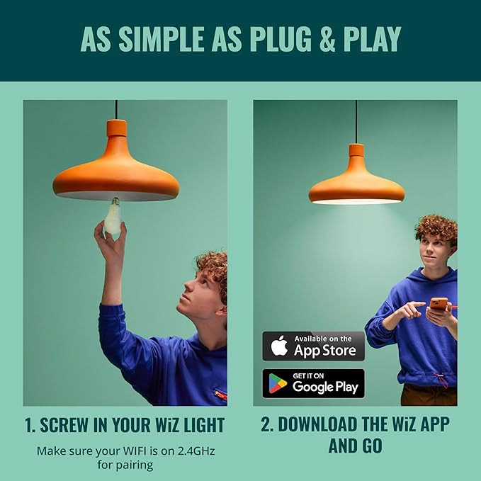 WiZ Connected Smart Light Bulbs, 2-Pack, Full Color A19 60W 800LM E26 LED Lights, Sunset/Sunrise Automation, Smart Bulbs with Motion Detection, Control with Voice or App