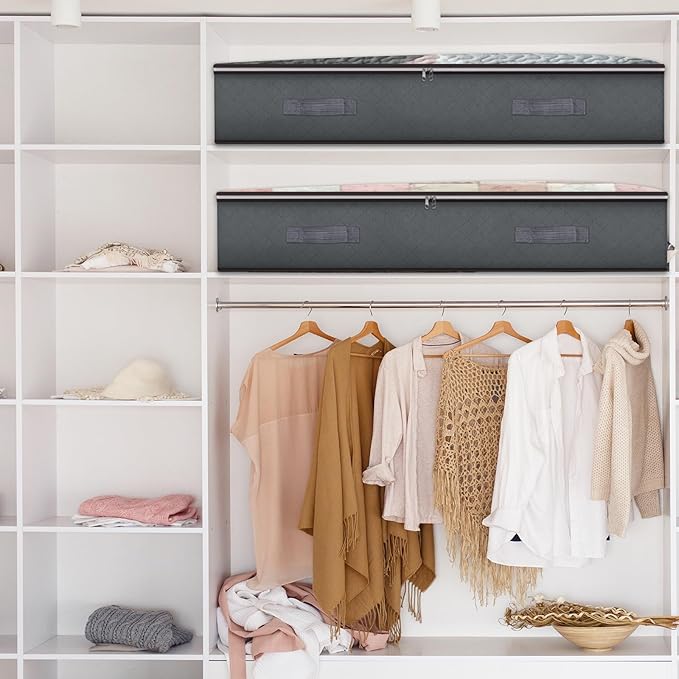 6 Pack Under Bed Storage Containers, 90L Collapsible Closet Organizers and Storage Bins, Underbed Storage Bags for Wrapping Paper, Blanket, Towels, Clothes, Comforter, Sweaters, Linen Sheets