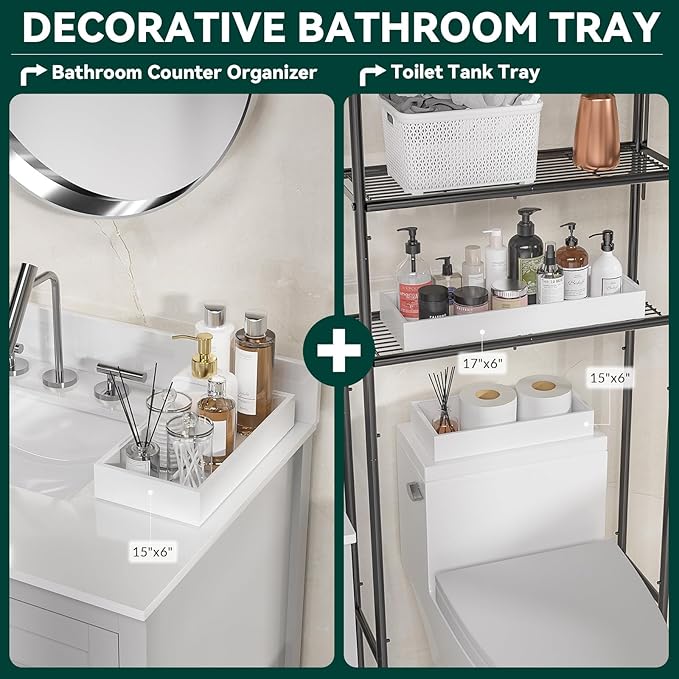 Bamboo Drawer Organizer, Small Silverware Organizer for Kitchen Drawer, Stackable Utensil Organizer, 2 Pcs Flatware Organizer Wooden Storage Box Tray (White, 6 X 3 X 2 Inch)