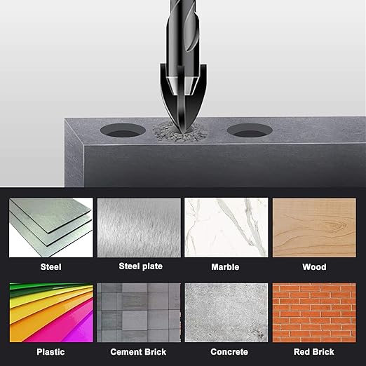 10 Pack 1/4" Concrete Drill Bits, Masonry Drill Bit Set, 6mm Tungsten Carbide Drill Bit Set for Tile/Ceramic/Glass/Mirror/Brick/Plastic/Cement, 1/4" Quick Change Hex Shank, in Carrying Case