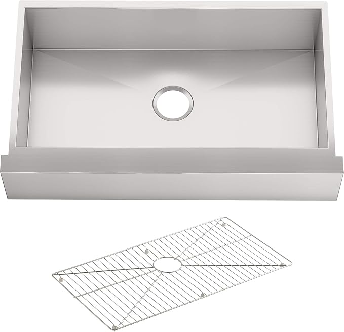 KOHLER Vault 30" Single Bowl 18-Gauge Stainless Steel Apron Front Kitchen Sink Undermount Installation K-3943-NA