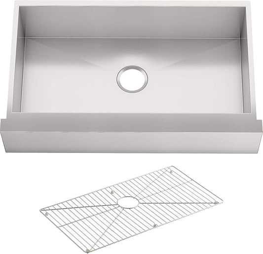 KOHLER Vault 30" Single Bowl 18-Gauge Stainless Steel Apron Front Kitchen Sink Undermount Installation K-3943-NA