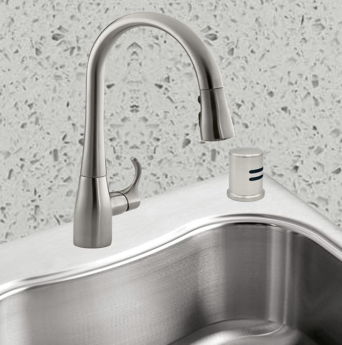 Dishwasher Air Gap Kits with Satin Nickel Dishwasher Air Gap Cover and Matching Escutcheon, Replacement air gap dishwasher, Solid Brass Air Gap Cap,Satin Nickel Finish