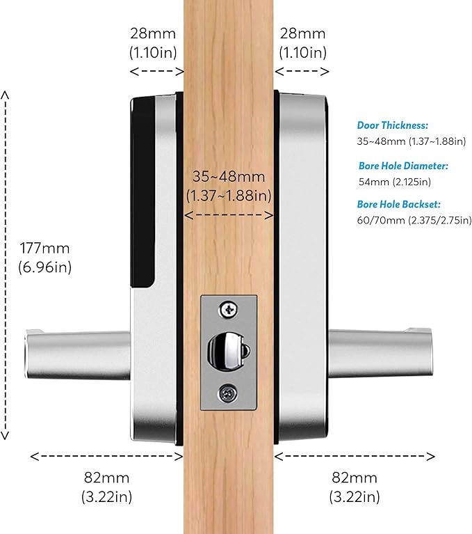 Smart Lock,TFX1 Bluetooth Enabled Fingerprint and Touchscreen Electronic Door Lock|TTLock App Unlock|Keyless Entry|Auto Lock|Fingerprint Door Lock for Home Office Apartment Hotel Garage School(Silver)