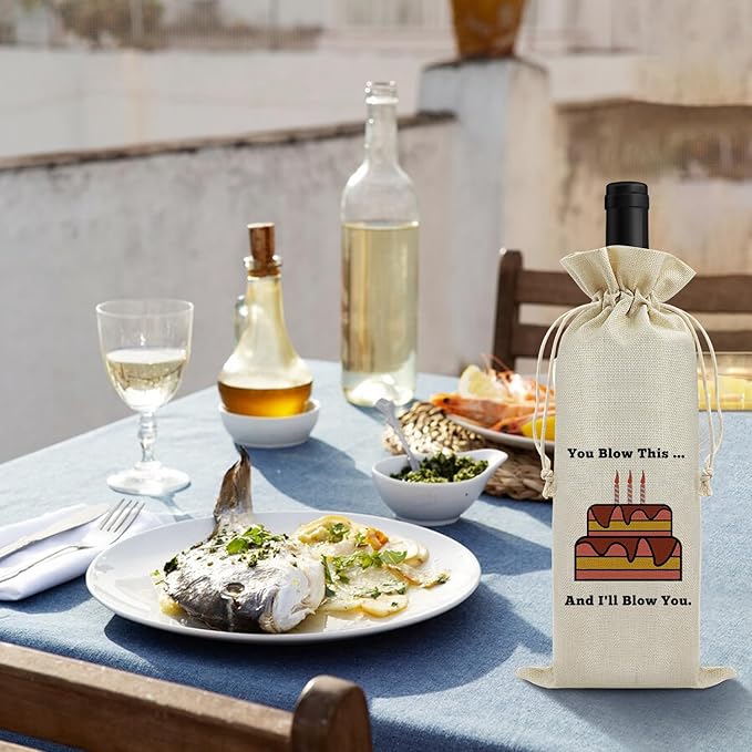 Funny Birthday Gift for Women Wine Bag Birthday Gift Ideas Wine Bag for Men Friend Boss Coworker Teacher Mom Dad Birthday Party Decoration Wine Bag Gifts Pairs Well with Celebrating Birthday Wine Bag