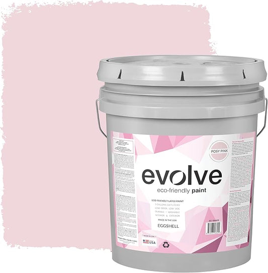 EVOLVE Paint & Primer: Environment-friendly, Low Sheen with One-coat Coverage for Interior & Exterior surfaces (Posy Pink, 5-Gallon)