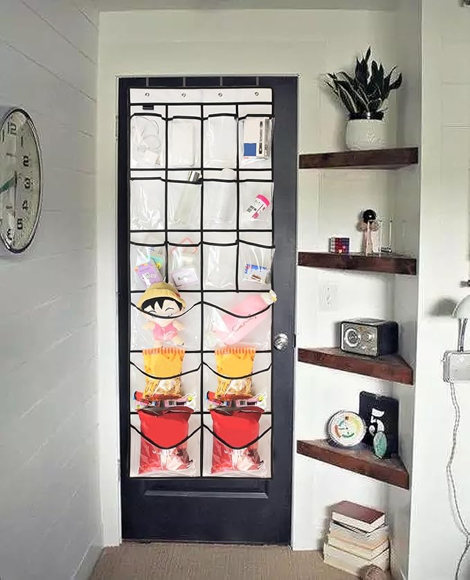 Extra Large Hanging Crystal Clear Over Door Shoe Organizers, Closet Shoe Organizer Shoe Rack Organizer Shoe Storage, 12+6Pockets, 4Hooks, white (59"x 21.6")