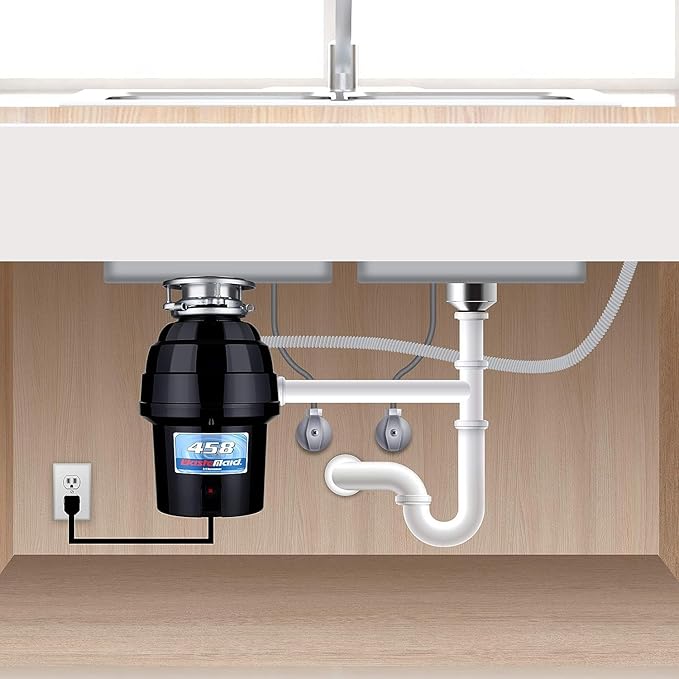 Waste Maid 10-US-WM-458-3B Garbage Disposal Anti-Jam Stainless Steel Food Waste Grinding System, 3/4 HP Deluxe, Black