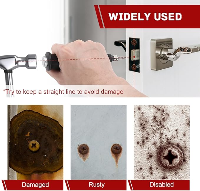 1/2" Hand Manual Reversible Impact Driver Set Extractor-12 PCS Impact Screwdriver S2 Steel Much More Durable Disengage Rusted Fasteners (1/4)