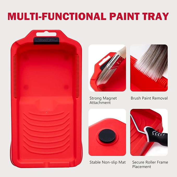 Mister Rui Paint Roller Tray 4 Inch, 21 Pack, Thickened Paint Tray with 20 Liners, Disposable Tray Liner, Plastic Trays for Painting