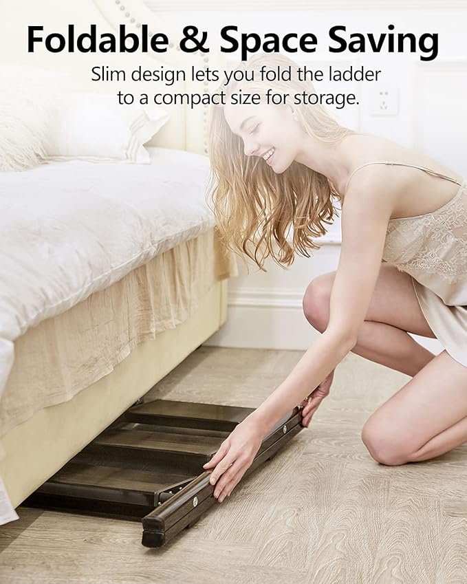 Step Ladder 3 Step Folding, Small Step Stool for Adults, Portable Anti-Slip Iron Stepladder with Wide Pedals for Home and Kitchen Use, Space Saving - Black (300 lbs)