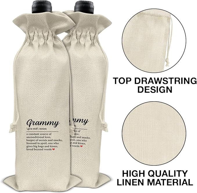 Grandma Gifts Wine Bag Grammy Gifts for Grandma Grammy Birthday Mother's Day Grammy Definition Wine Gift Bag