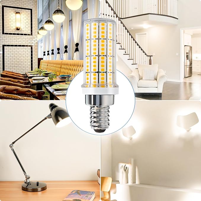 E12 LED Candelabra Light Bulbs, 200W Equivalent Chandelier Bulbs, 3000K Daylight White Non-Dimmable E12 LEDs Bulbs, 20W LED Light Bulb for Chandeliers, Ceiling Fan, Pendant, Wall sconces, Pack of 4