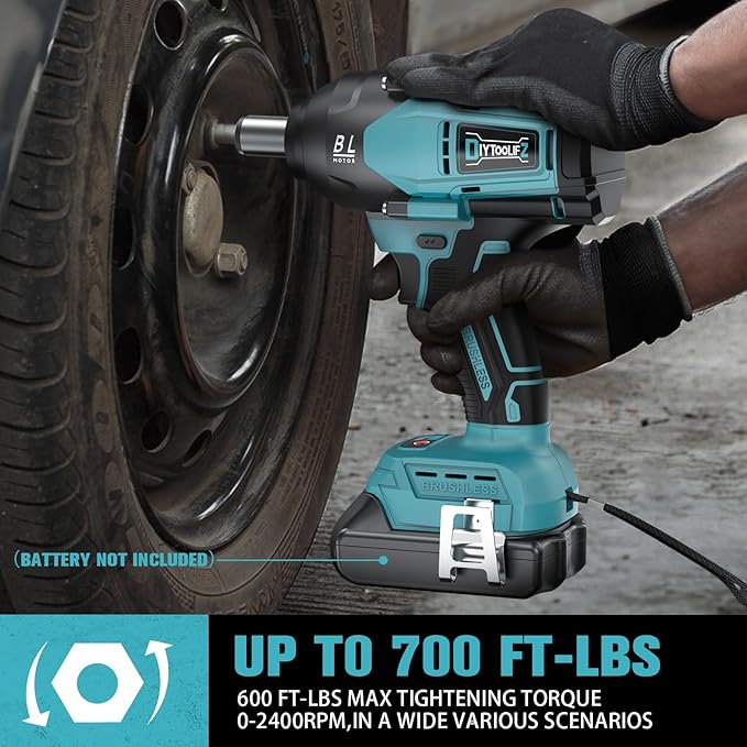 Cordless Impact Wrench 1/2 inch for Makita 18V Battery, 600Ft-lbs(850N. m) Brushless High Torque Power Tool with LED Work Light and Belt Clip (Battery Not Included)