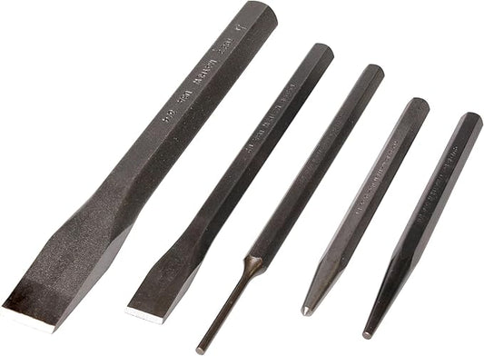 Mayhew Tools 90402 Punch and Chisel Set, Blast Finish, 5-Piece
