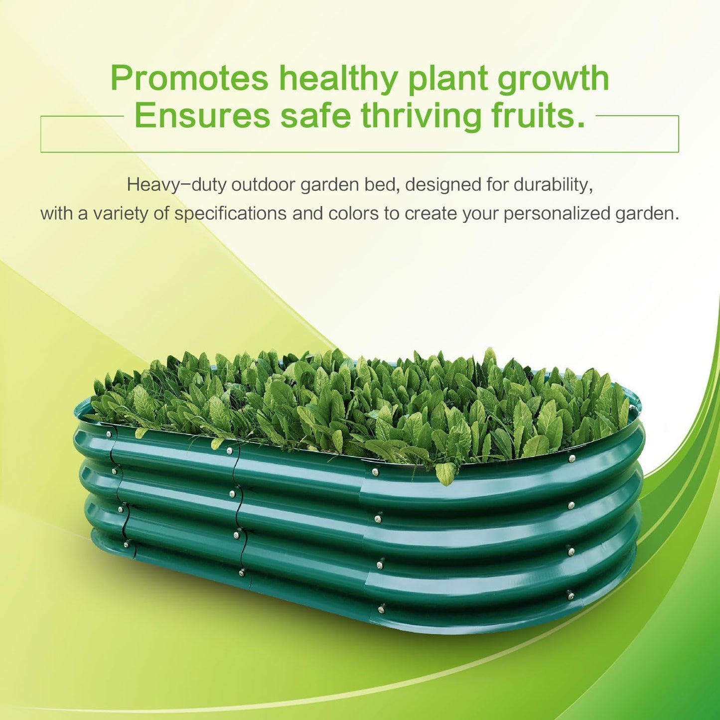 Gardmax Galvanized Raised Garden Bed, Lightweight Planter Boxes Outdoor with Easy Assembly, Large Garden Bed for Vegetables, Fruits, Flower Dark Green 8FT