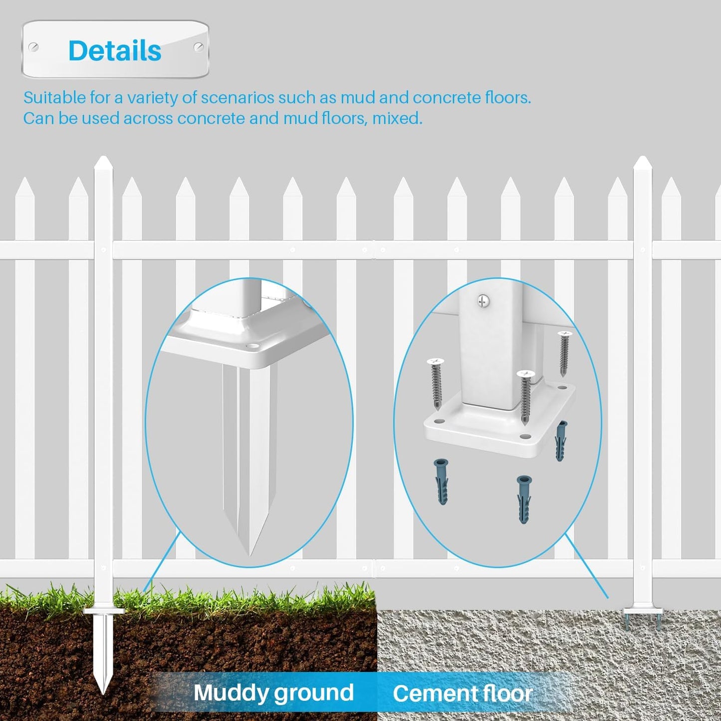 Patio Vinyl Picket Fence White Panels 30" H x 84" W PVC Garden Fences Plastic Decorative for Yard Porch Patio Deck Pool Air Conditioner Safety Dog Fencing (34 Pickets, Straight)