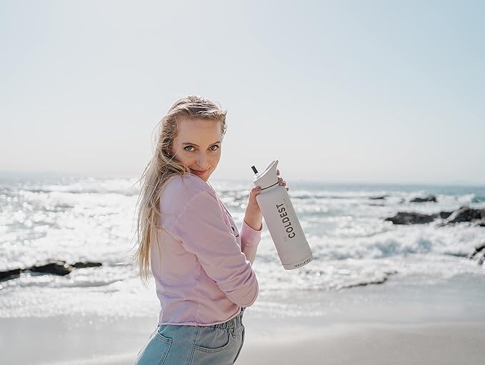 Coldest Sports Water Bottle with Straw Lid Vacuum Insulated Stainless Steel Metal Thermos Bottles Reusable Leak Proof Flask for Sports Gym (40 oz, Golden Rose Glitter)