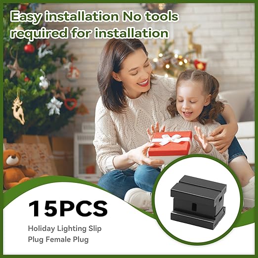 Lighting Extension Cord Splicer Electrical Wire Connector, 18/2 Gauge Cord SPT-1 Black for Indoor and Outdoor Yard Landscape Light Connector LED String Light Wire Extension Connector 15Pcs