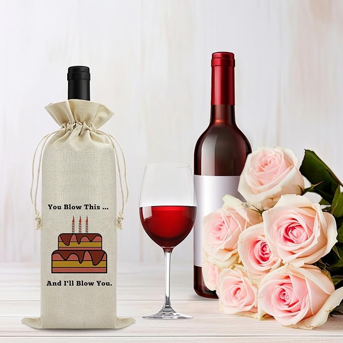 Funny Birthday Gift for Women Wine Bag Birthday Gift Ideas Wine Bag for Men Friend Boss Coworker Teacher Mom Dad Birthday Party Decoration Wine Bag Gifts Pairs Well with Celebrating Birthday Wine Bag