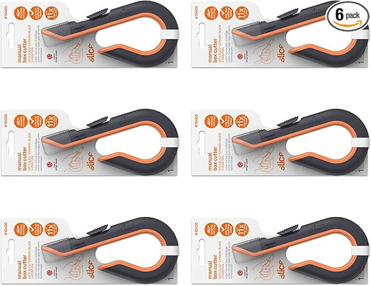 Slice 10503 Box Cutter, Retractable, Utility Knife, Finger Friendly edge, Stays Sharp up to 11x Longer Than Metal , 6 Pack