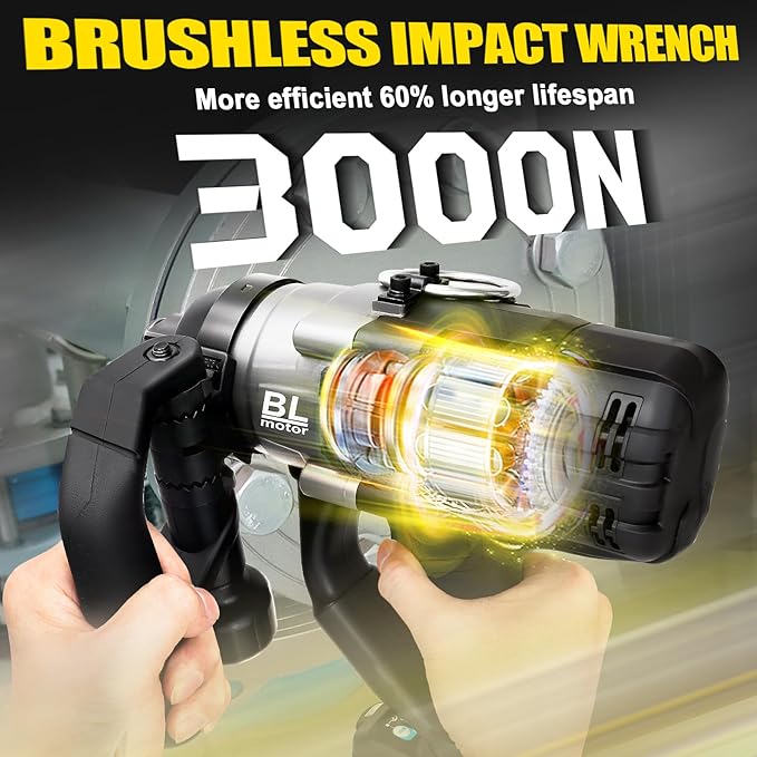 Cordless Impact Wrench 1" for DeWalt 20V MAX Battery, Impact Wrench 2250FT-LBS(3000N.m) High Torque Brushless Electric Impact, with 4 Modes Power Impact Driver for Car, Truck, Mower (No Battery)