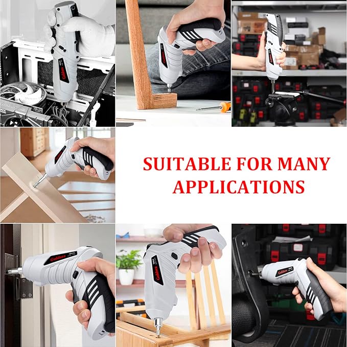 Electric Screwdriver Cordless, Goldsea Powered Screwdriver Set with 10 Magnetic Bits tool kit for college students,Portable Rechargeable Screw driver Tool Set for Dorm Home DIY(4.2v, 3.5n.m, White)