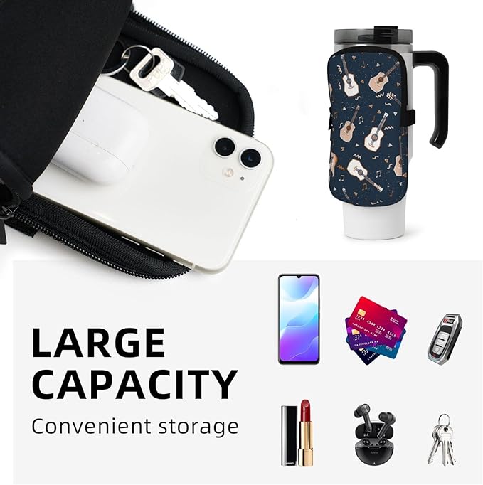 Galaxy Mandala Water Bottle Pouch for Stanley Cup 40oz 30oz,Personalized Gym Purse for Men Women, Tumbler Pouch with Versatile Pocket Water Bottle Bag for Cards, Keys, Phone