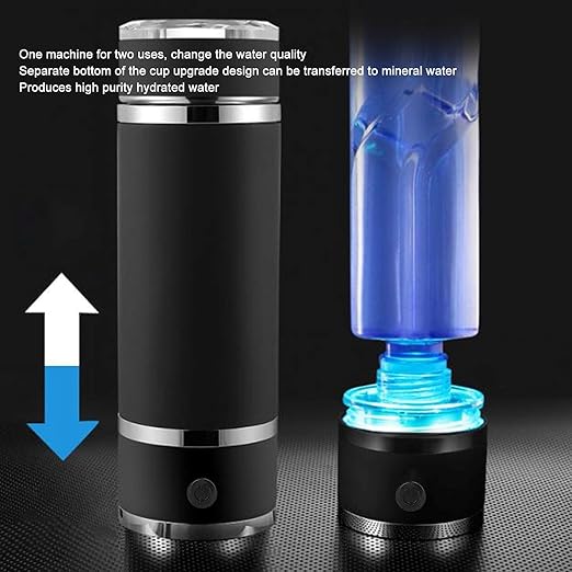 420ml Updated Hydrogen Water Bottle,Portable Hydrogen Rich Water Generator Insulated Cup with PEM SPE Tech, One Bottle with Storage Bag and Hose for Family and Fitness Black