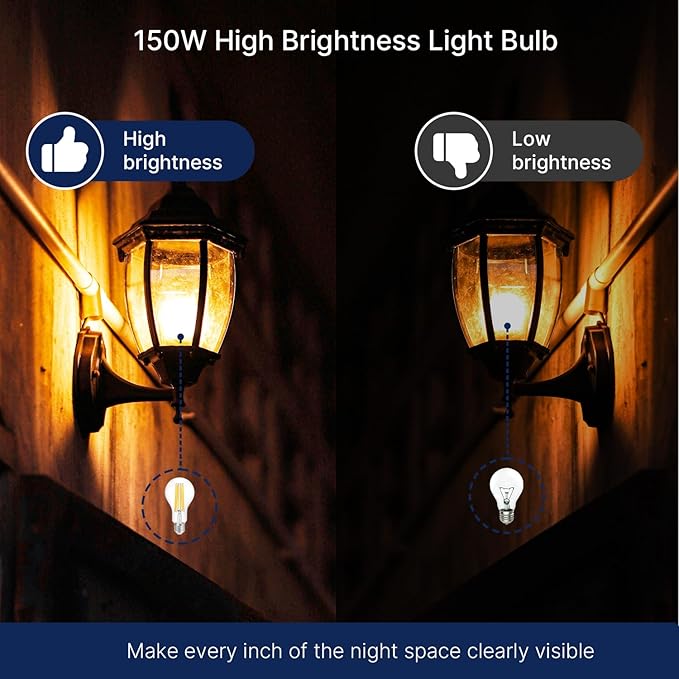 FLSNT 150W Equivalent Dimmable A23 LED Light Bulbs, 2650Lumens, Efficient 18W, 3000K Warm White, E26 Base, 4 Pack