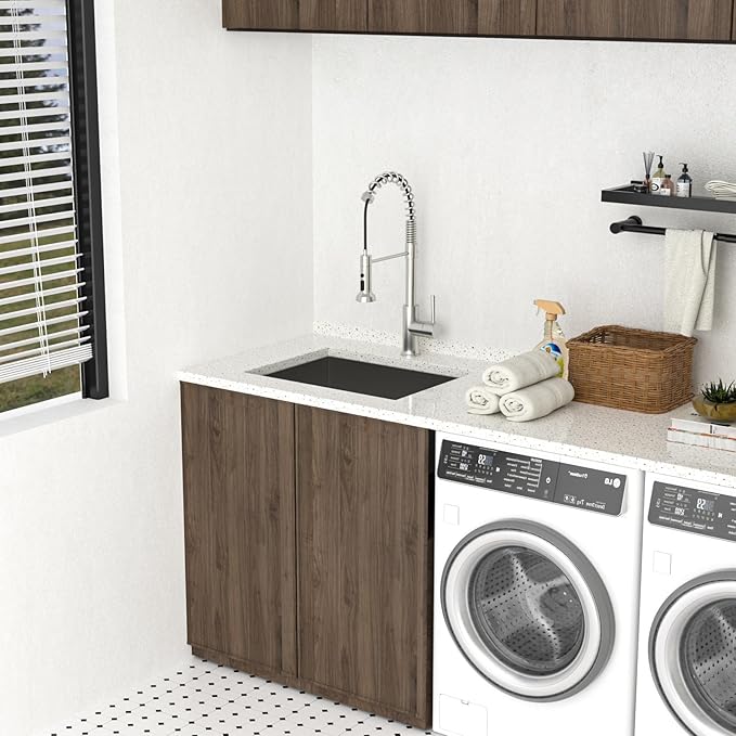 Lordear 23 Laundry Sink Stainless Steel 23" x 18" x 13" Undermount Sink Single Bowl 16 Gauge Stainless Steel Deep Laundry Room Utility Sinks Handmade Under Counter Basin