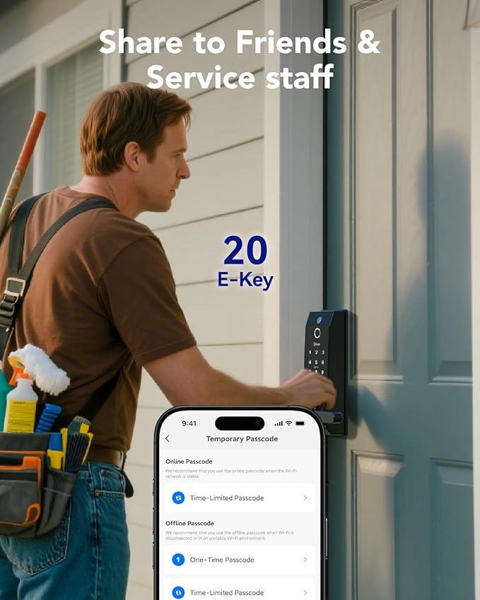 Smart Lock Doorbell Fingerprint Smart Door Lock Deadbolt for Homeowners or Parents Door Lock with Camera and Door Handle for Renters, Keyless Entry Door Lock for Front Door (Contour V Sand Nickel)