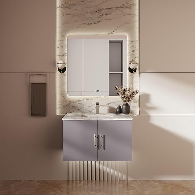 Sonoma 30 in. W x 22 in. D Dark Grey Bath Vanity and Carrara Marble Top